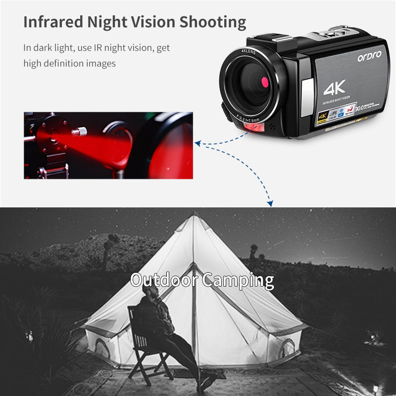 4K Video Camera IR Night Vision Camcorder