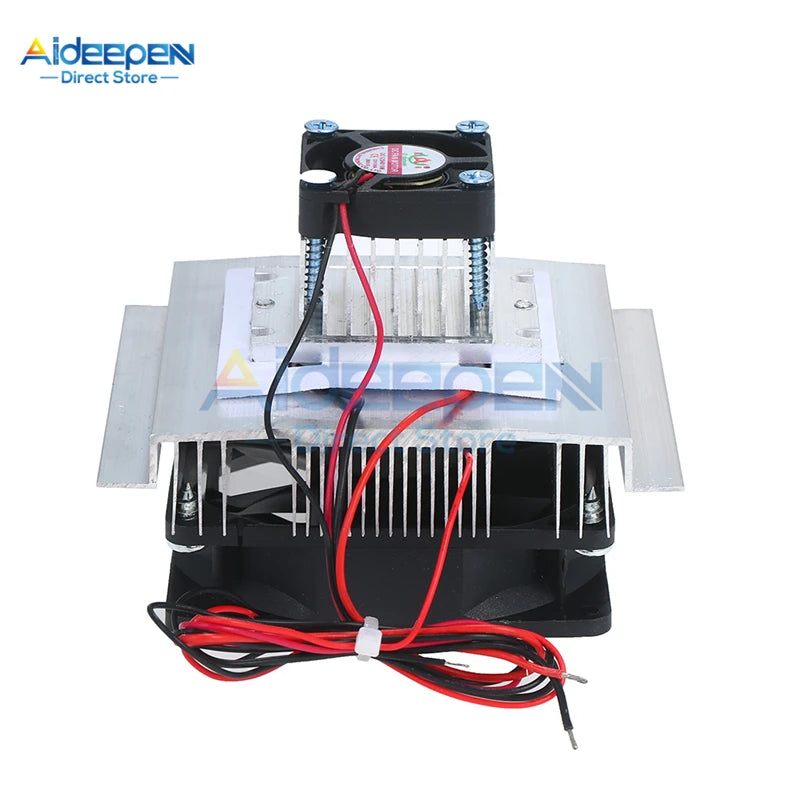 DC 12V 60W Thermoelectric Peltier Refrigeration Cooler Semiconductor Air Conditioner Cooling System With Cooling Fan DIY