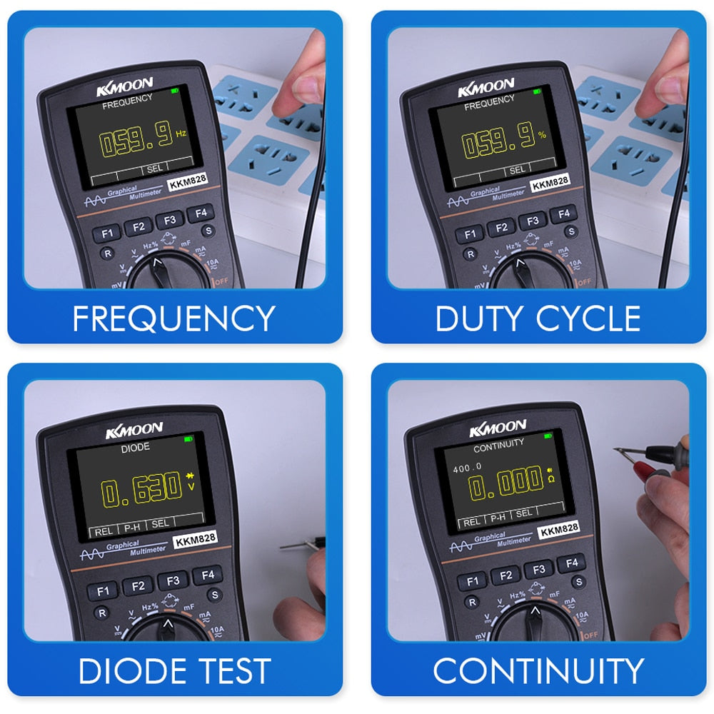 KKM828 Intelligent Graphical Digital Oscilloscope Multimeter 2.4 In Color Screen.