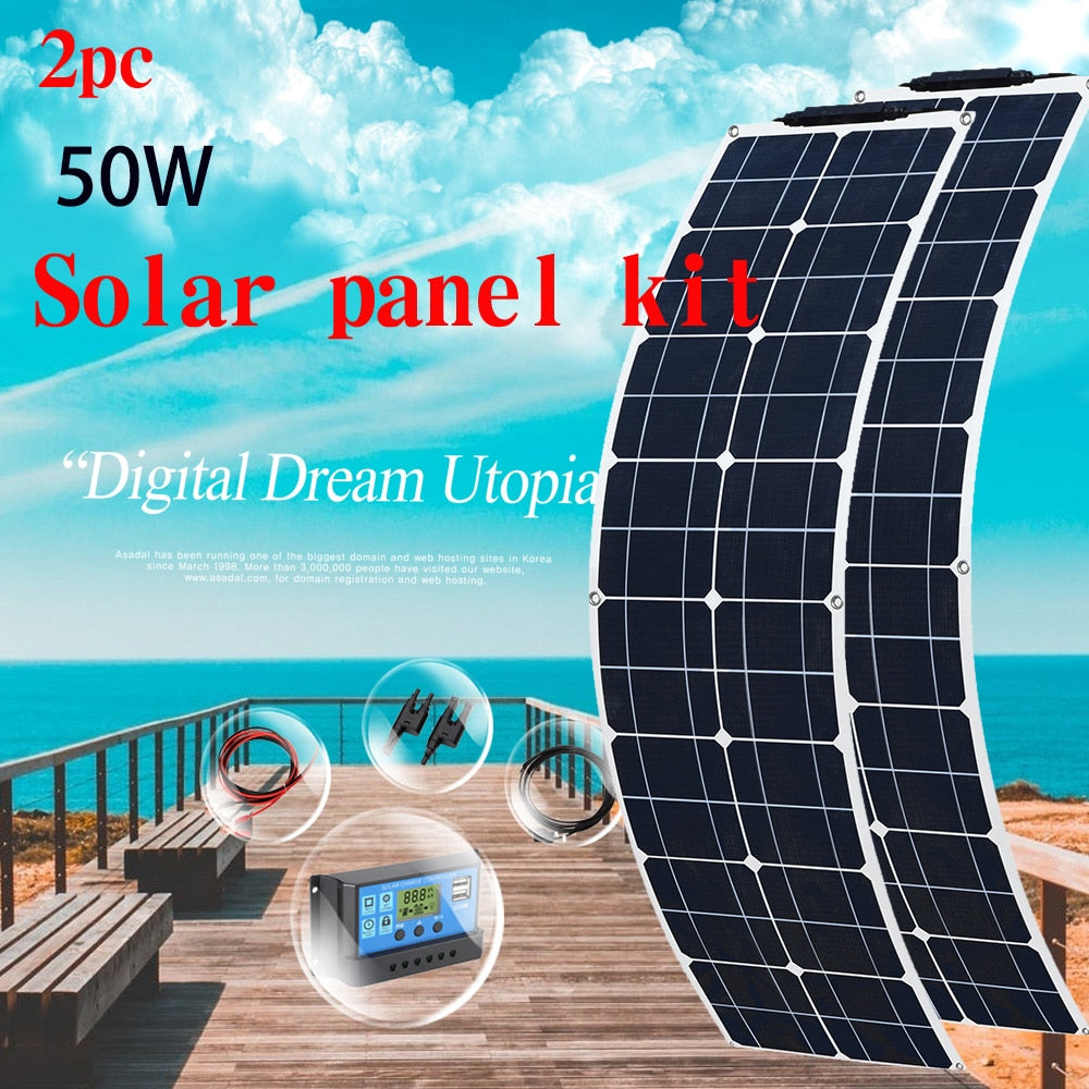 100 Watt 12 Volt, Flexible Monocrystalline Solar Panel.