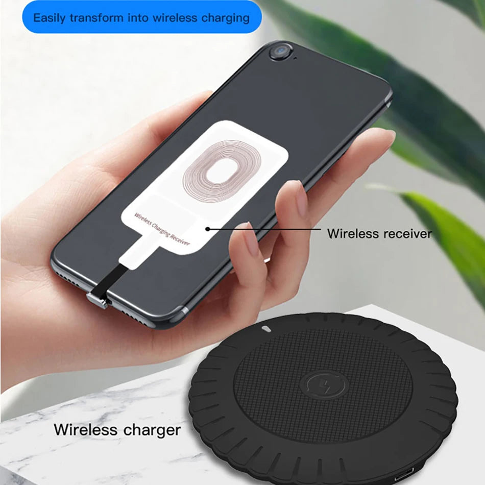 Qi Wireless Charging Receiver Micro USB Type C Universal Fast Wireless Charger Adapter For Samsung Huawei iPhone For Xiaomi