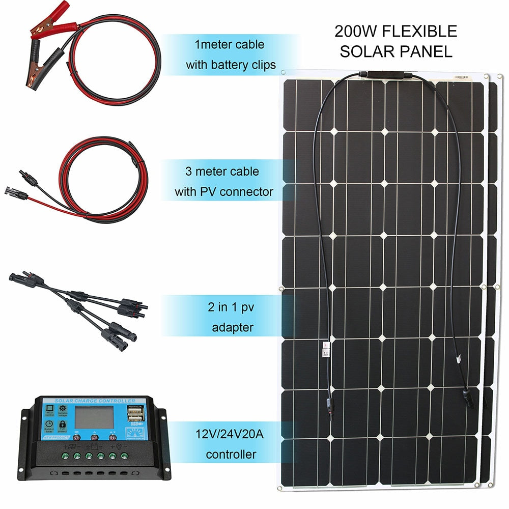 12v flexible solar panel kit with solar controller for battery charger