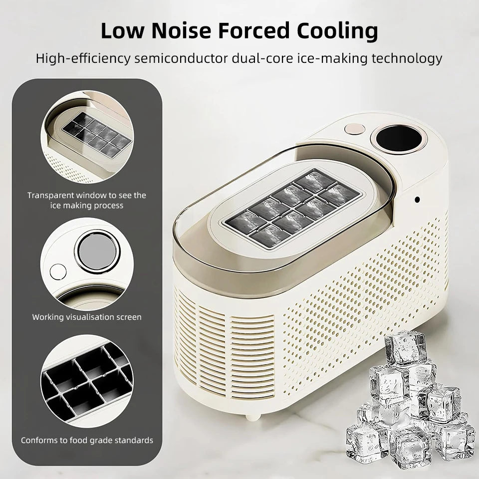 12V/220V Car Ice Maker Desktop Portable Mini Ice Cubes Maker Machine 8 Ice Cubes Ready in 15 Mins For Home/Kitchen/Camping/RV