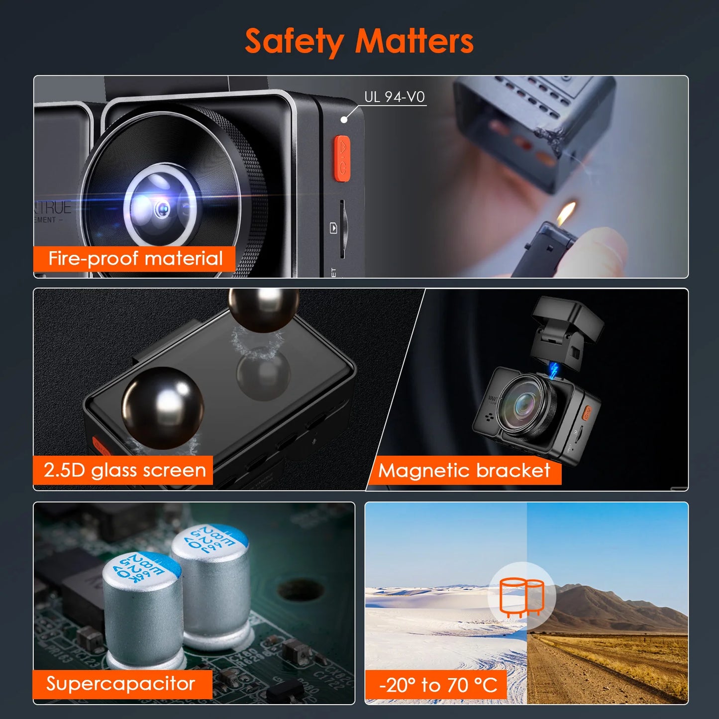 Vantrue E2 Dashcam Front and Rear 2.7K + 2.7K Dual Dash Camera Voice Control WiFi GPS Night Vision 2.0 24H Parking Mode
