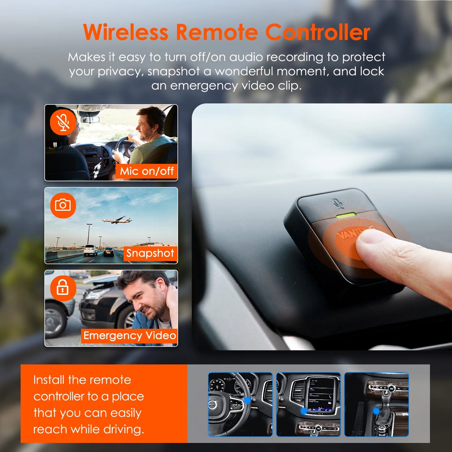 Vantrue E2 Dashcam Front and Rear 2.7K + 2.7K Dual Dash Camera Voice Control WiFi GPS Night Vision 2.0 24H Parking Mode