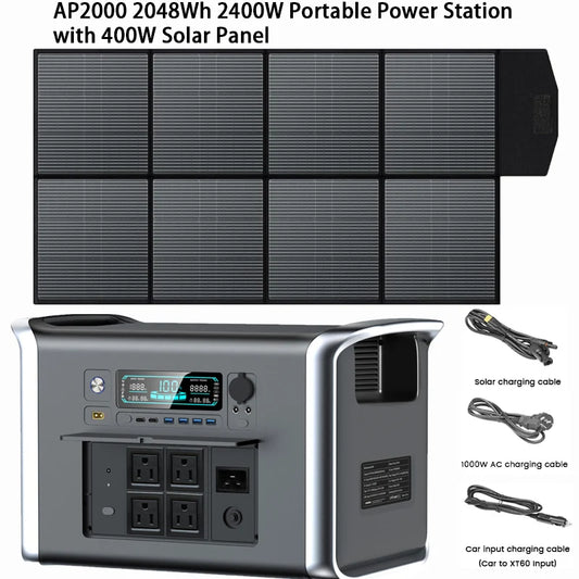 Ctolity 2400W 1600W 500W Portable Power Station,200W 100W Solar Panel Option, Solar Generator for Camping Emergency,UPS Function