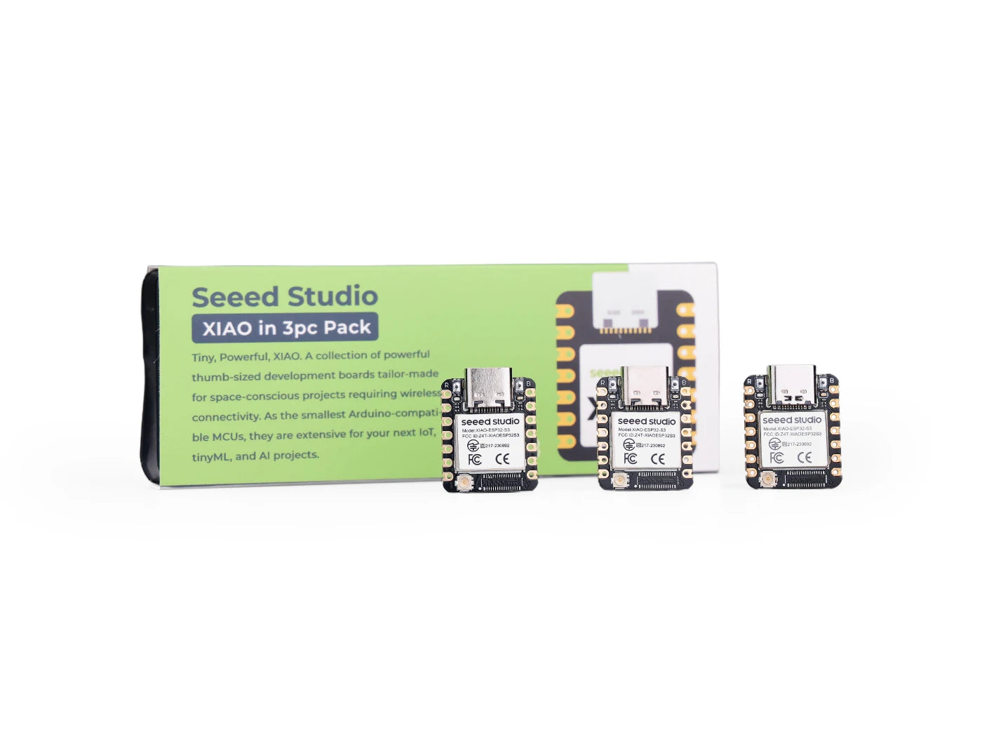 XIAO ESP32S3 3PCS Pack - 2.4GHz Wi-Fi, BLE 5.0, Dual-core, Battery Charge Supported, Power Efficiency and Rich Interface, Ideal