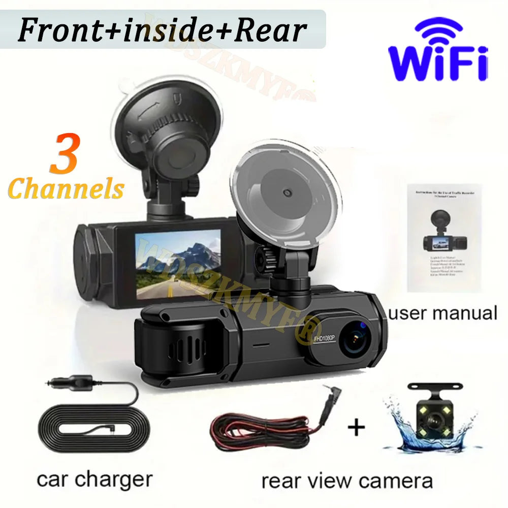 NEW WIFI Dash Cam for Car 2/3 Channel Front Rear Camera 1080P Video Recorder Dashcam Black Box Car DVR OptionalRear View Camera