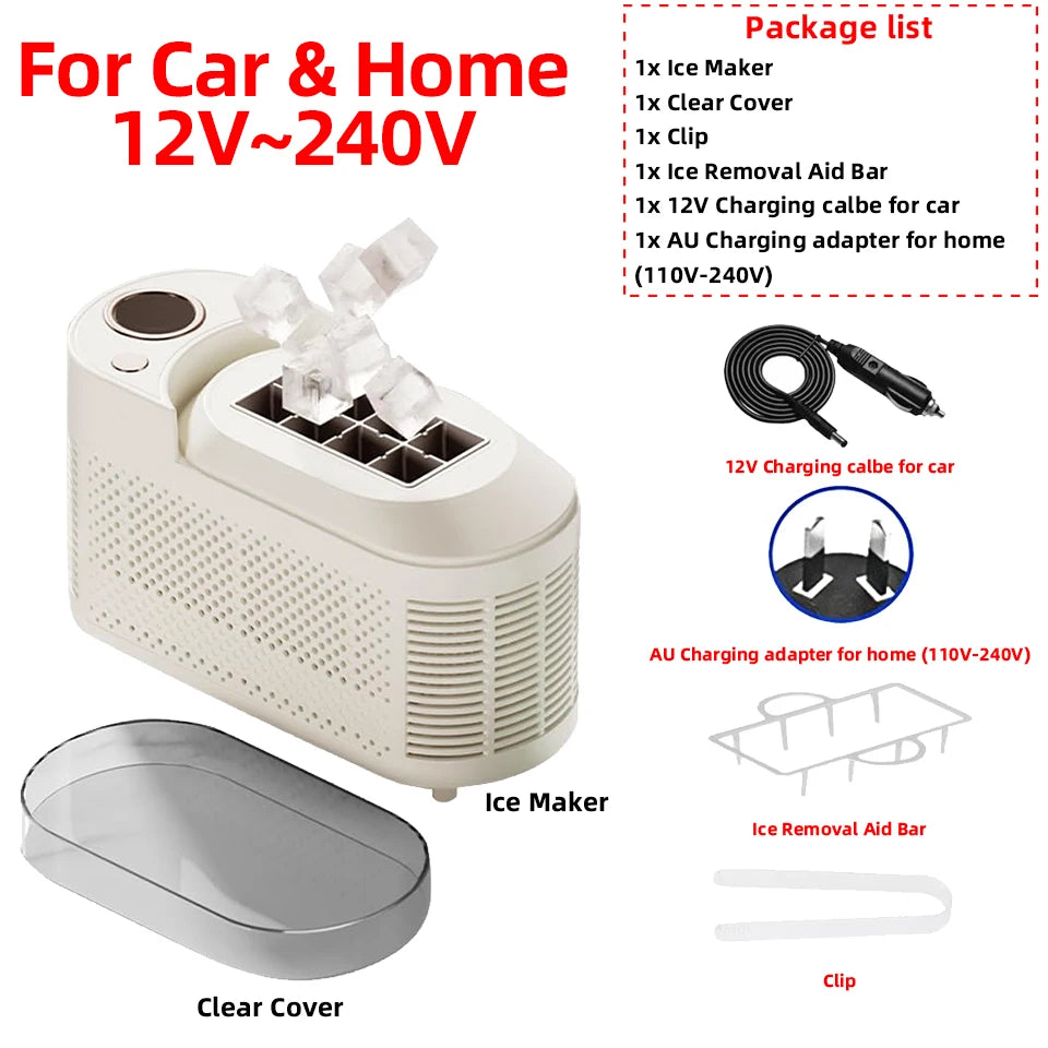 12V/220V Car Ice Maker Desktop Portable Mini Ice Cubes Maker Machine 8 Ice Cubes Ready in 15 Mins For Home/Kitchen/Camping/RV