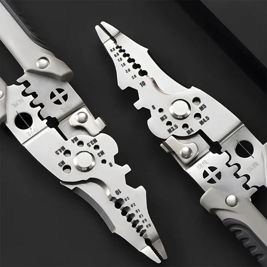 8.5 Inch Multi Functional Industrial Wire Stripper Cutter Crimper Heavy Duty Stainless Steel Electrical Pliers Ergonomic Grip
