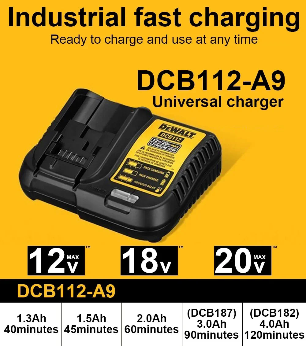 DCB112 Charger For Dewalt Charger Battery 20V 12V 14.4V 18V DCB200 DCB203 DCB205 DCB202 Tool Power Charger 10.8V 2A Replacement