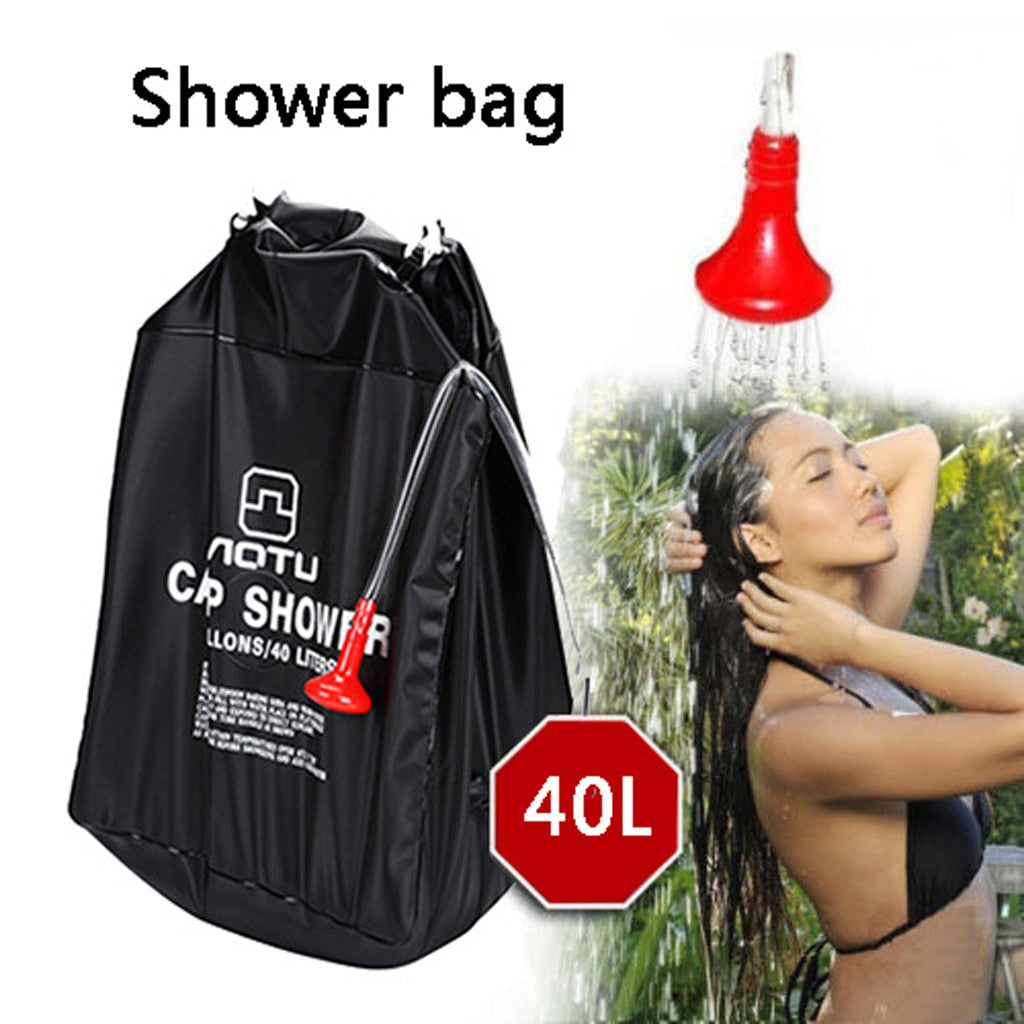 Portable Shower Heating Pipe Bag Solar Water Heater Outdoor Camping Camp 40L