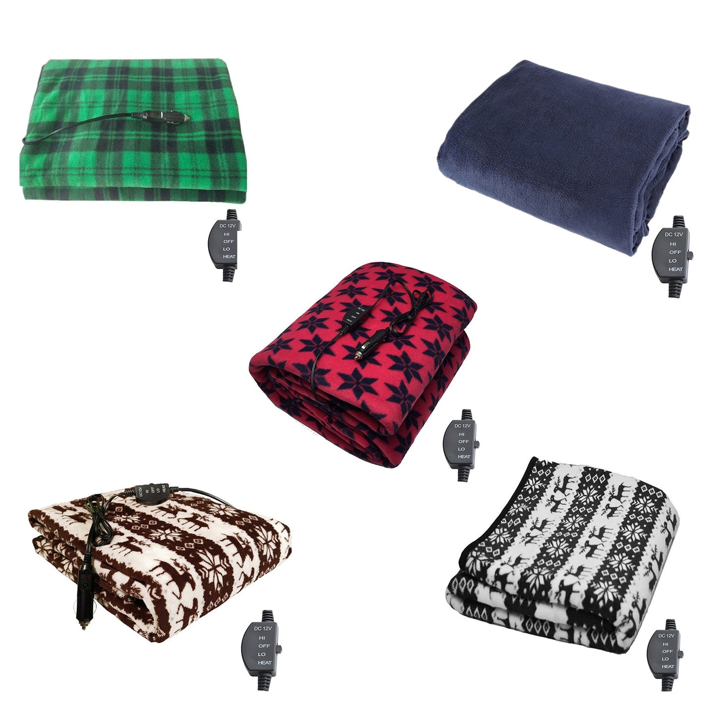 12V Cozy Heated Car Blanket 2 Heat Levels Electric Blanket Warming Fast 145x100cm