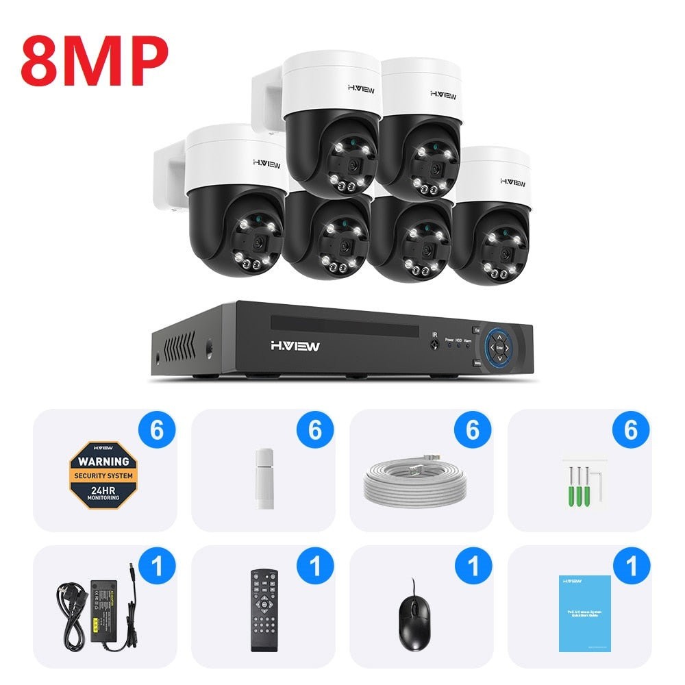 8Ch 4K 5MP 8MP Cctv Security PTZ Cameras System Home Video Surveillance Kit