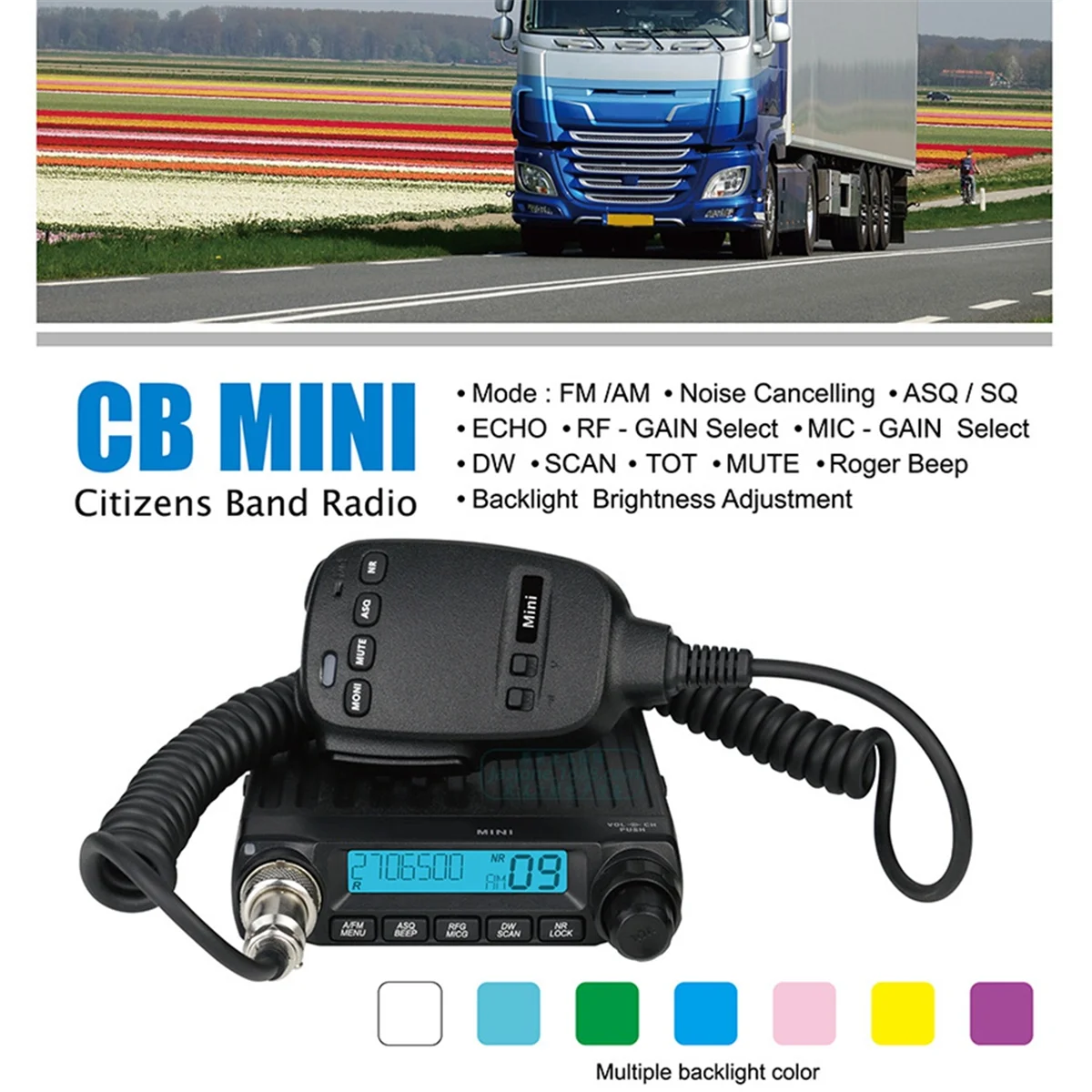 AS62 27M Radio 27MHz CB Radio Mobile Transceiver 40 Channel FM AM Modulation Mini Citizen Band Walkie Talkie