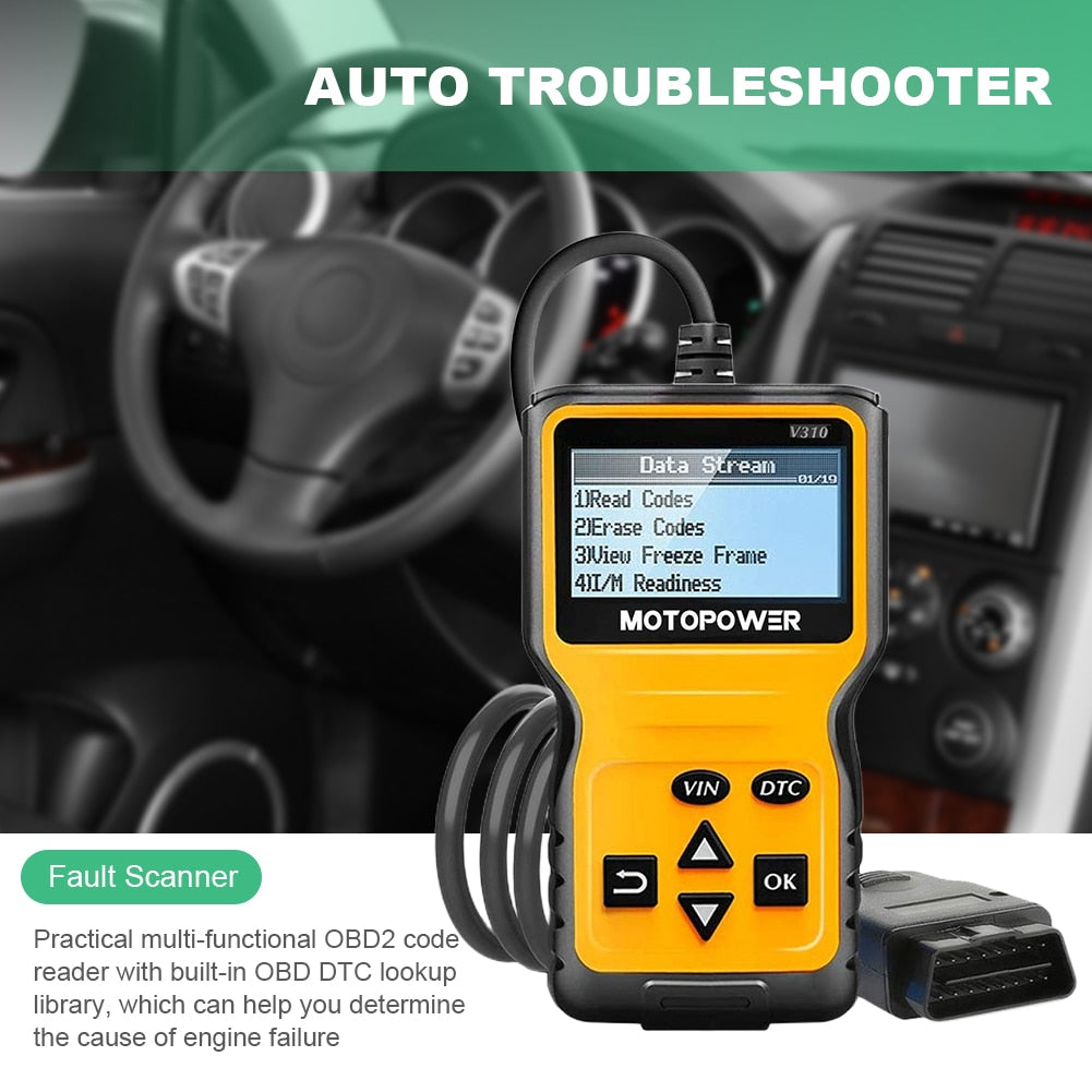 OBD2 Car Diagnostic Tools LCD Display Fault Diagnosis Tester Digital Car Fault Detector Support 9 Protocols Check Engine Scanner