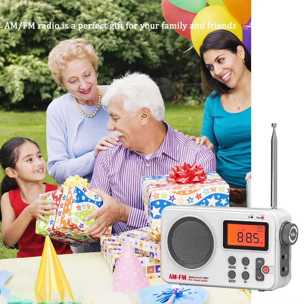 Portable Radio AM FM Radio Audio Receiver Stable Signal Radio With 3.5MM Earphone Plug Stretchable Antenna USB Battery Powered