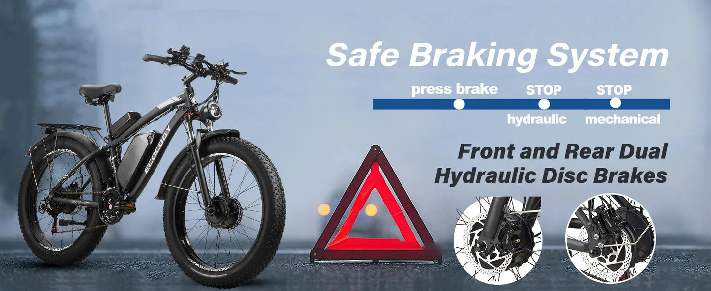 Fashionable electric bike, 2000W*2 dual motors 52V 32AH long battery life hydraulic brake stable and durable electric bicycle