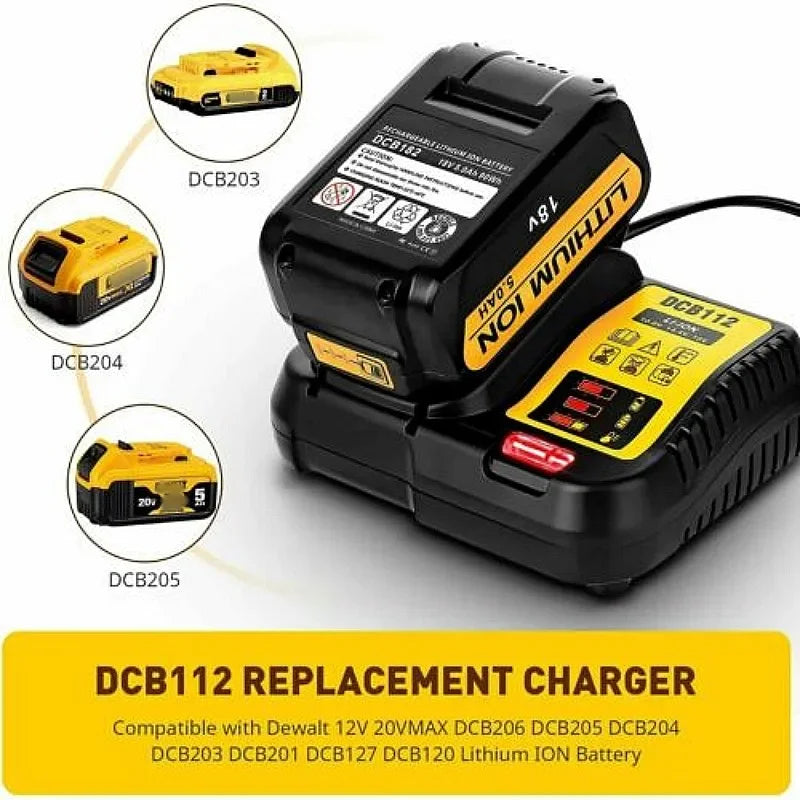 DCB112 Charger For Dewalt Charger Battery 20V 12V 14.4V 18V DCB200 DCB203 DCB205 DCB202 Tool Power Charger 10.8V 2A Replacement