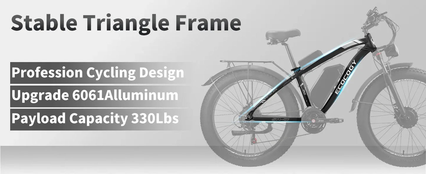 Fashionable electric bike, 2000W*2 dual motors 52V 32AH long battery life hydraulic brake stable and durable electric bicycle