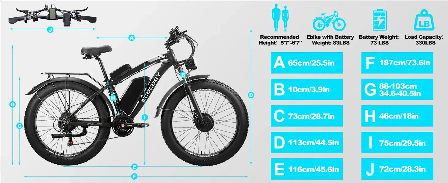 Fashionable electric bike, 2000W*2 dual motors 52V 32AH long battery life hydraulic brake stable and durable electric bicycle