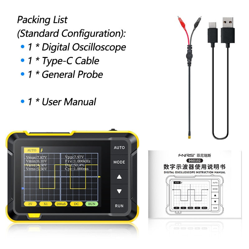 Mini Handheld Digital Oscilloscope Support PWM Output