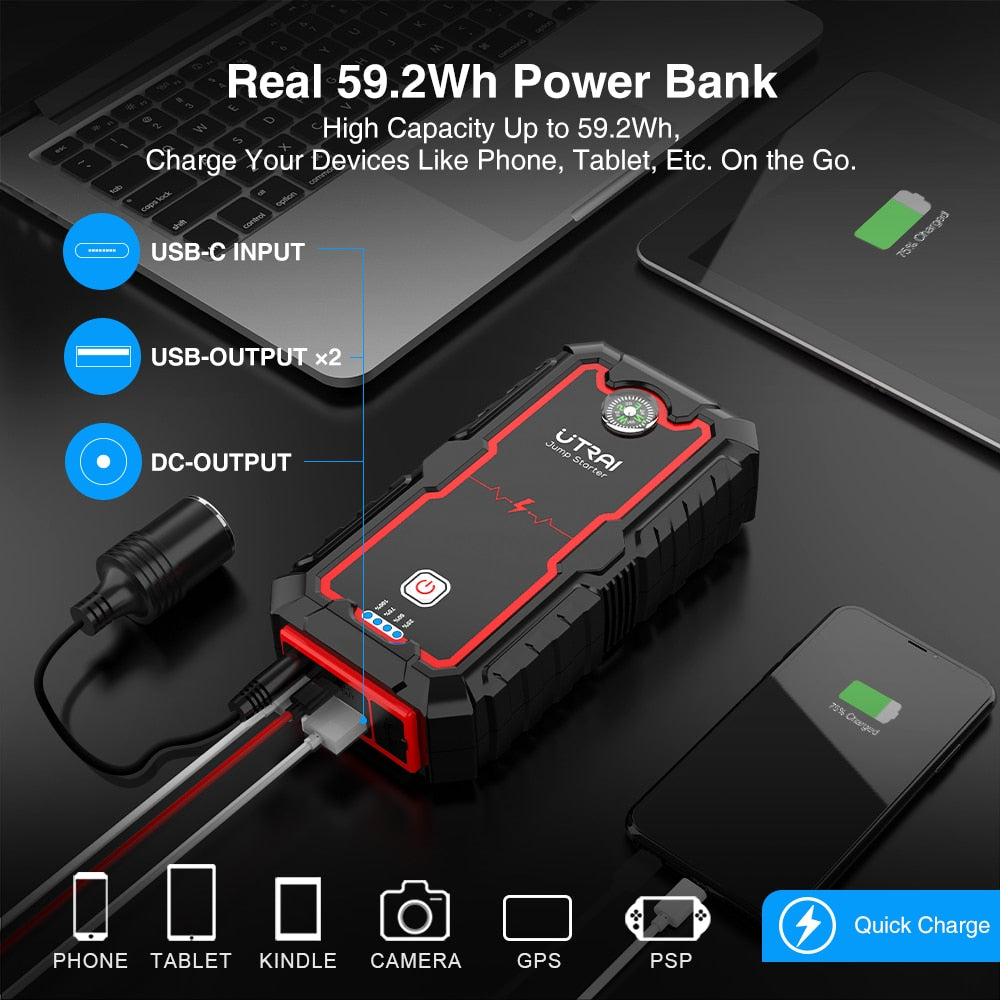 Jump Starter Power Bank Portable Charger Starting Jump Starter