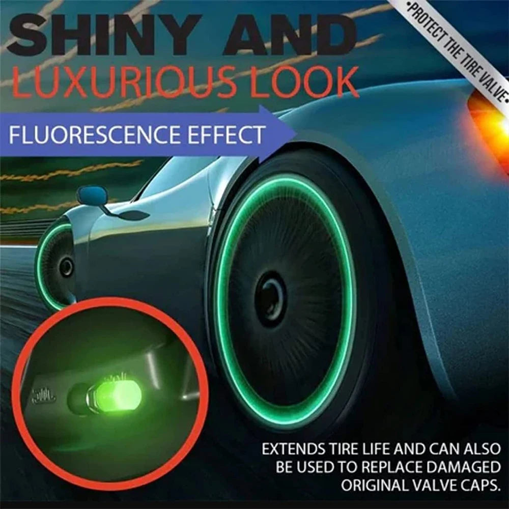Universal Luminous Tire Valve Cap Car Wheel Hub Glowing Dust-proof Decorative Tyre Rim Stem Covers Applicable Motorcycle E-Bike