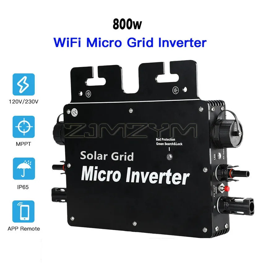 800W PV Solar Micro Inverter DC to AC Output 110V 220V Micro Solar Grid Tie Inverter IP65 With WIFI
