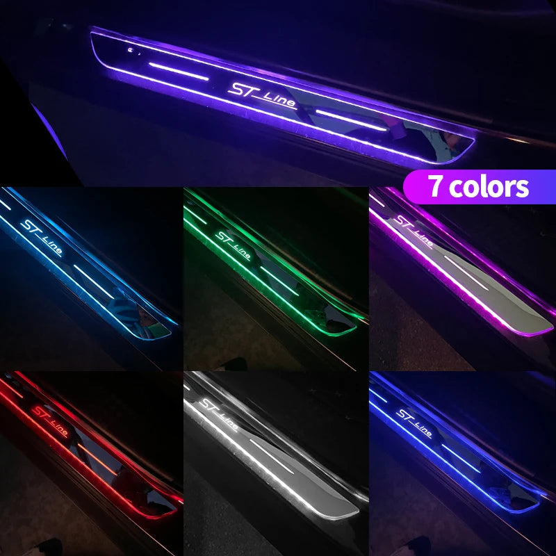 New LED Welcome Pedal Car Scuff Plate Pedal Door Sill Pathway Light For Ford ST Line Focus,  Fiesta, Kuga, and Escape Auto Accessories