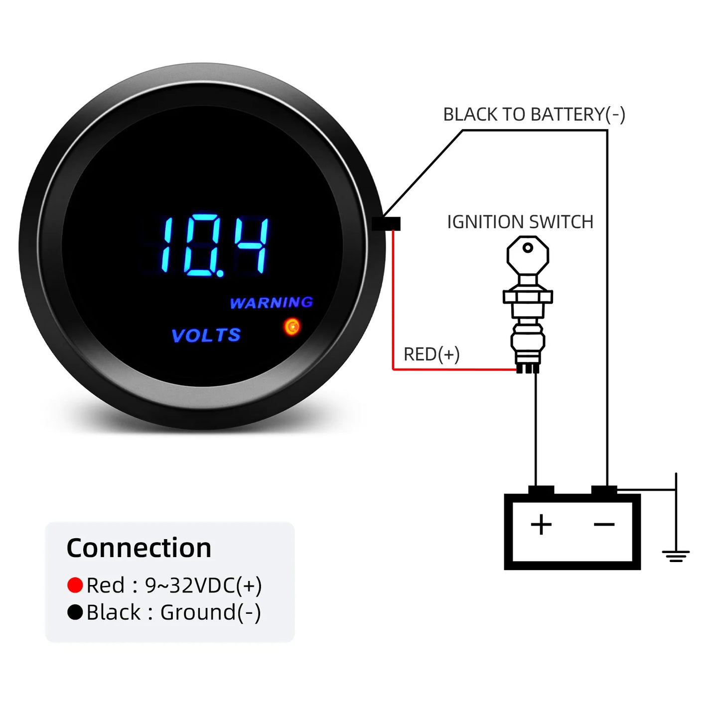 12 Volt Blue LED Digital Voltage Meter