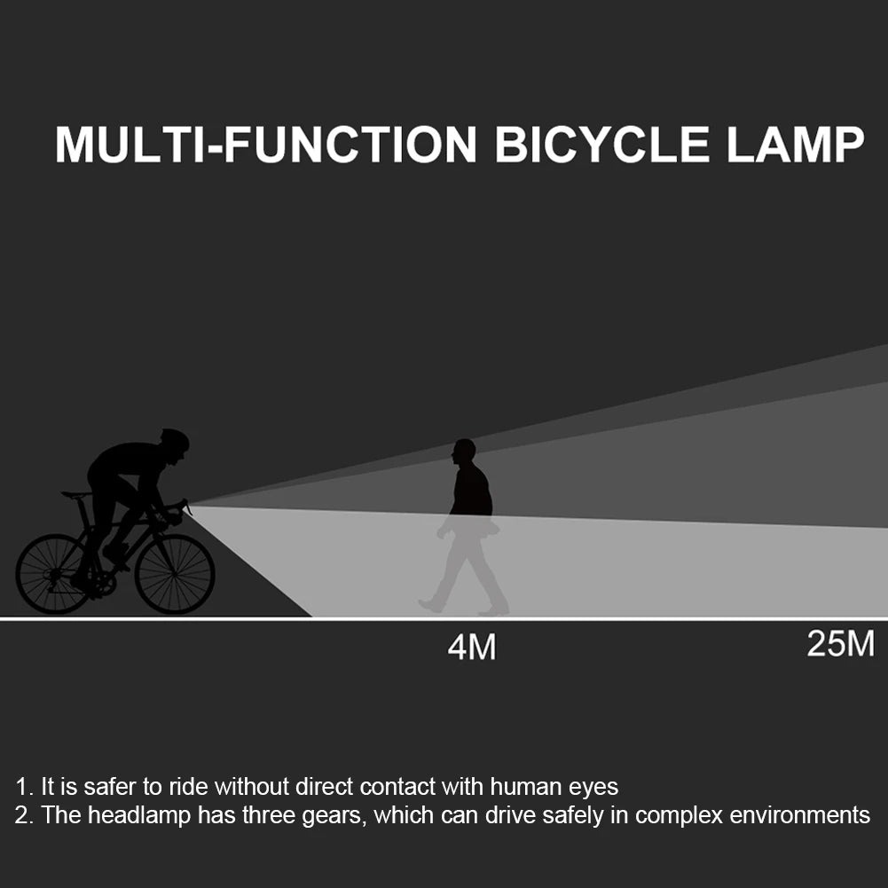 LED Bicycle Front Light 2400mAh USB Rechargeable MTB Bike Headlight Taillight Lamp Aluminum Alloy Cycling Flashlight Lantern