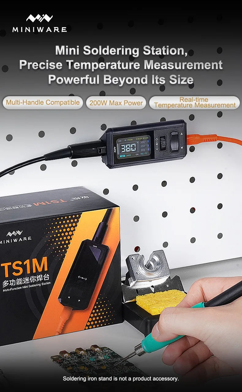 OFFICIAL MINIWARE TS1M Mini Soldering Station Portable Digital Display 210/245 Handle Tip Power Welding Repair Kits DIY Tool