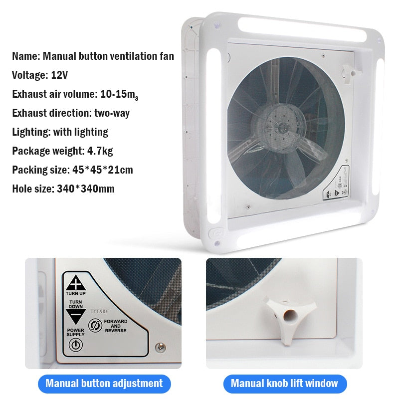 RV Ventilation Fan 12 V Exhaust Fan Roof Mounted For RV Motorhome and Trailer.