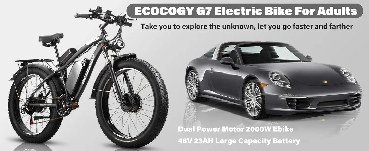 Fashionable electric bike, 2000W*2 dual motors 52V 32AH long battery life hydraulic brake stable and durable electric bicycle