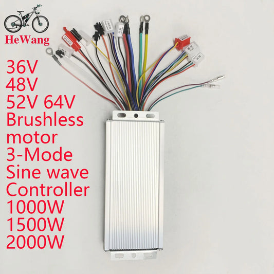 Electric Bike Controller 36V 48V 52V 64V DC Brushless motor 3-Mode sine wave Controller 1000W 1500W 2000W 45A for E-bike scooter