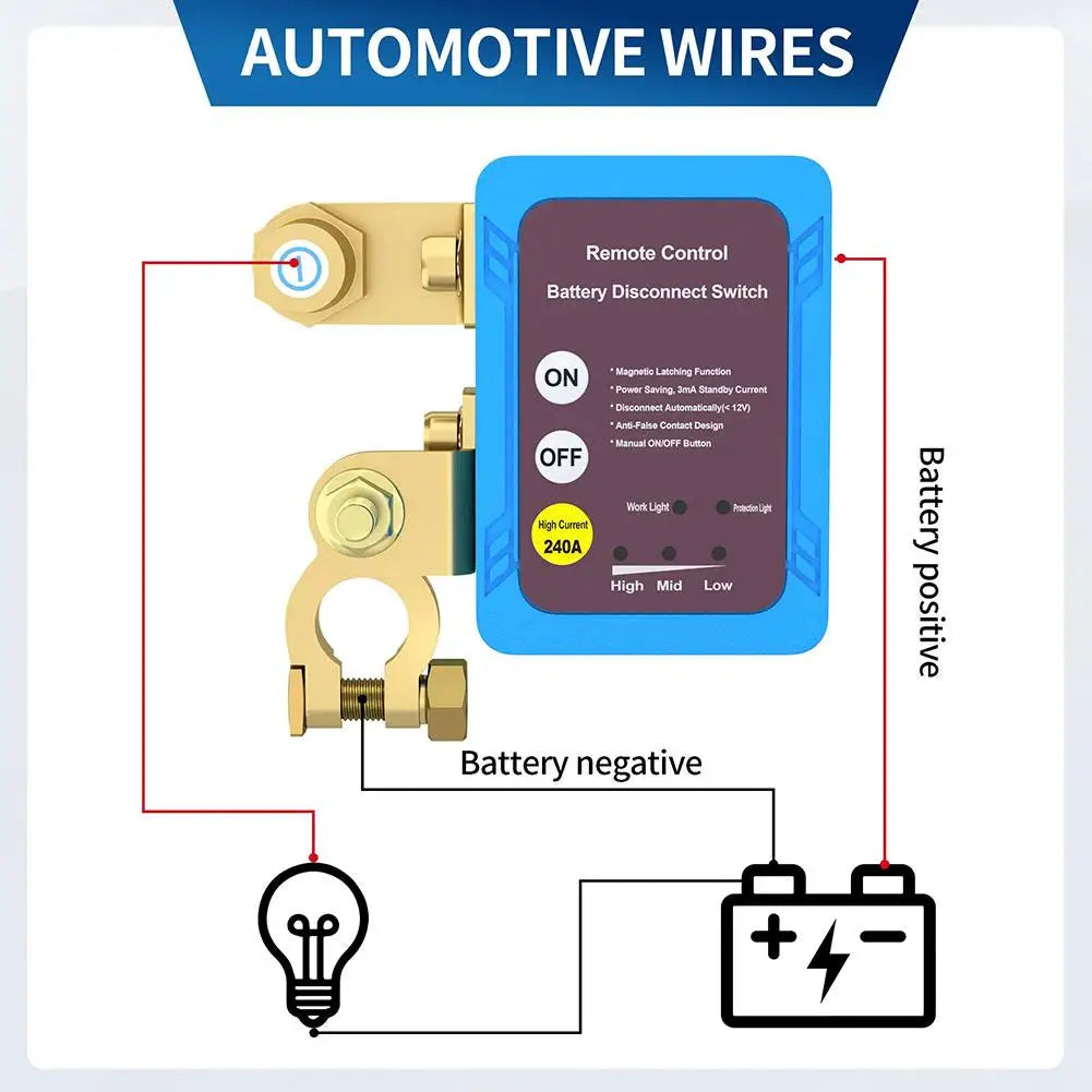 Remote Battery Disconnect Switch Kill Switch Remote Control Switch For Auto and motor home.