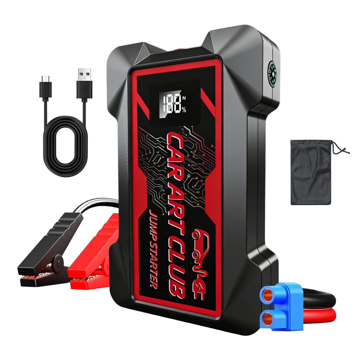6000A Peak Jump Boxes for Vehicles(12V 6.5L Gas/5.0L Diesel Engine) Equipped Fast Wireless Charging Jump Starter Battery Pack
