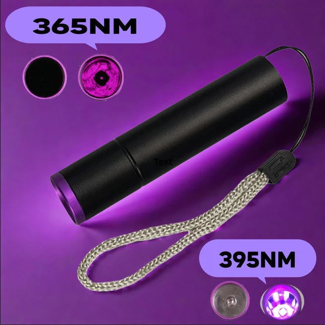 TOPCOM USB Rechargeable UV Flashlight 365nm UV Light 3W Ultraviolet LED Lantern With Black Filter Lens Money Pet Urine Detect
