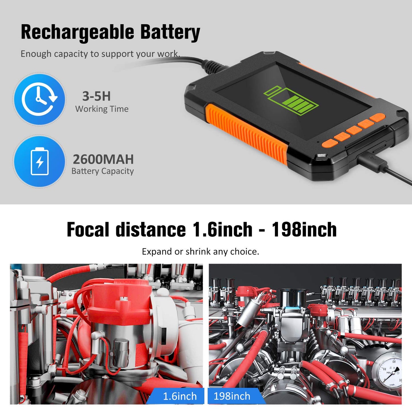 Industrial Endoscope Camera 1080P IP68 Waterproof With 8 LED.