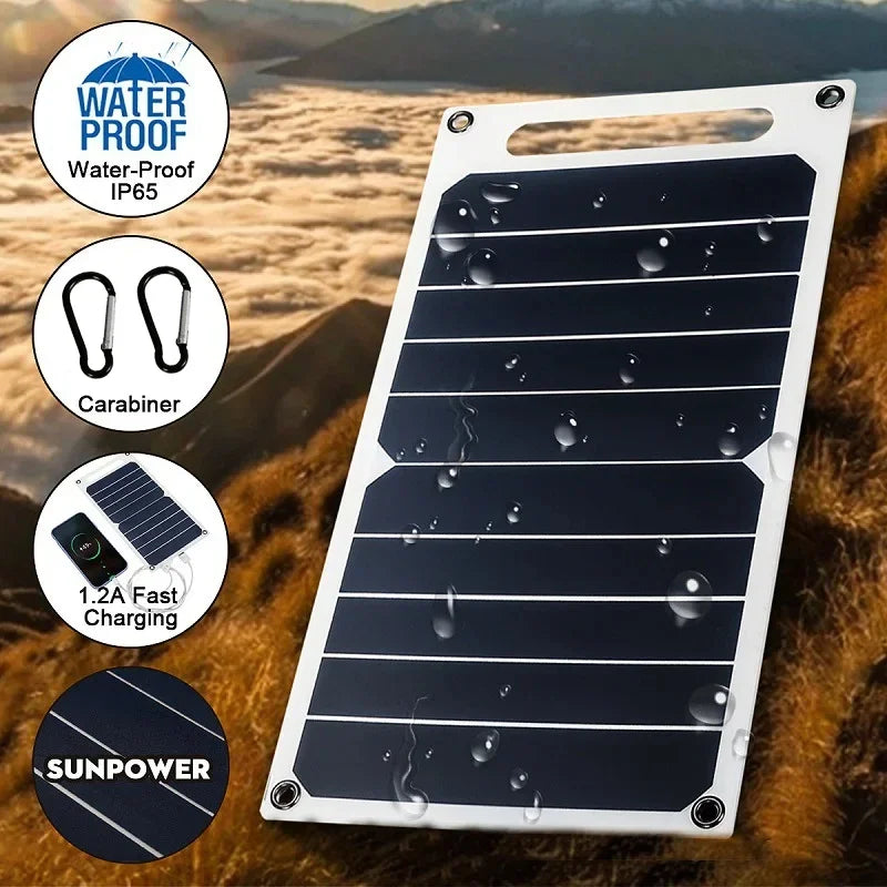 30Watt Solar Panel With USB Waterproof Outdoor Hiking And Camping Portable Battery Mobile Phone Charging Bank Charging Panel 6.8V