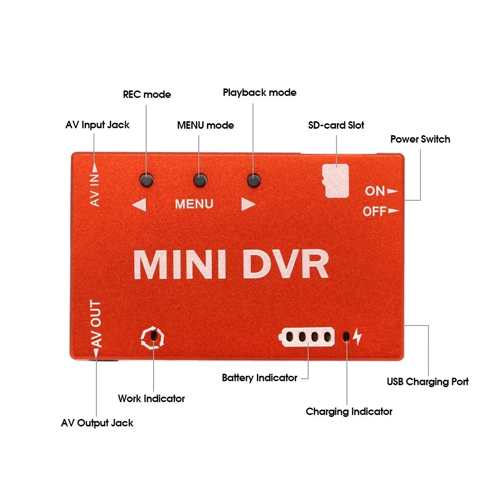 Mini FPV DVR Module NTSC/PAL Switchable Built-in Battery Video Audio Recorder for Drone RC Models Racing FPV Drone