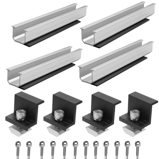 8Pcs/set Solar Photovoltaic Bracket, 12cm Solar Panel Mounting Rail, Aluminum Alloy Clamp For Roof Solar Module Solar Panel