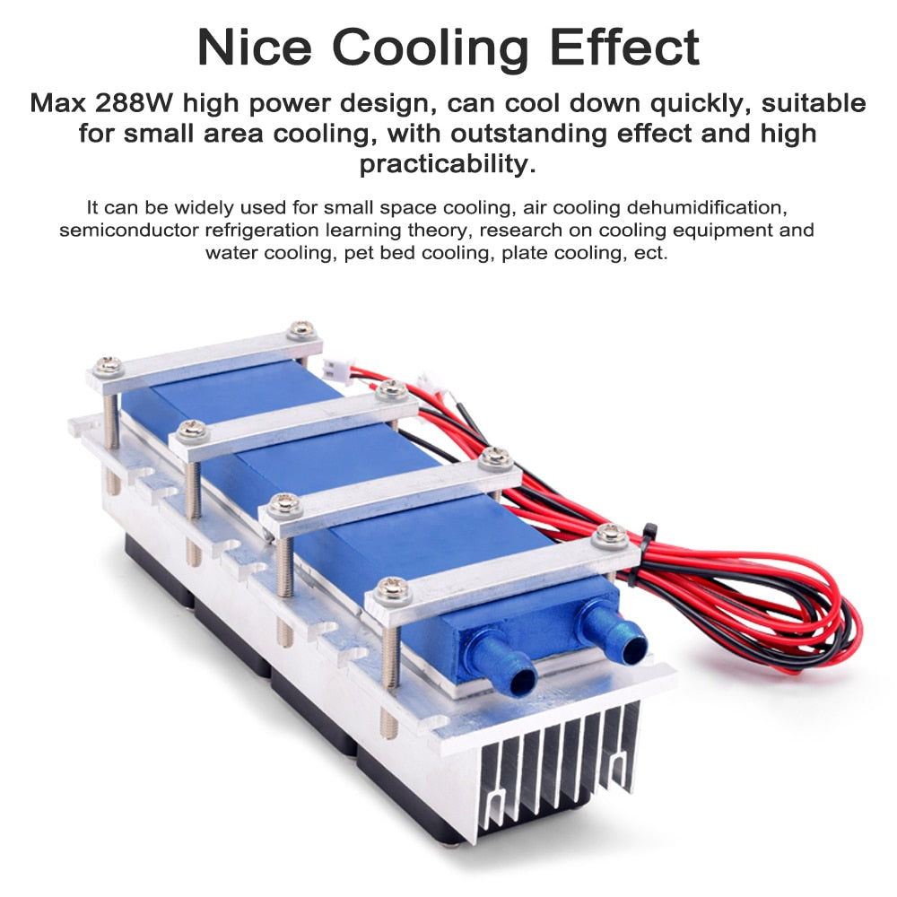 Thermoelectric Peltier Refrigeration Cooler 12VDC 30A Cooling System DIY Kit for Air Conditioning Fan