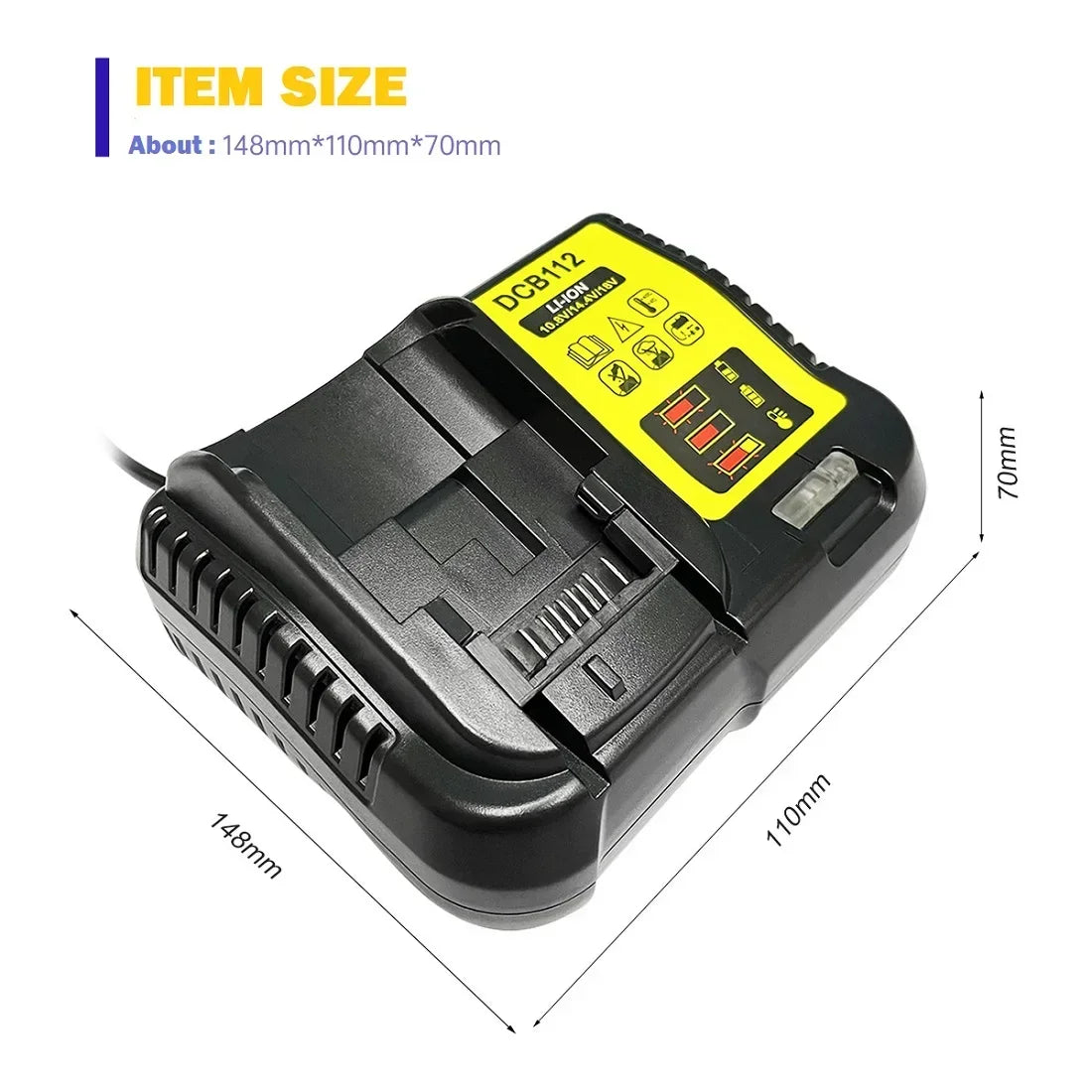 DCB112 Charger For Dewalt Charger Battery 20V 12V 14.4V 18V DCB200 DCB203 DCB205 DCB202 Tool Power Charger 10.8V 2A Replacement