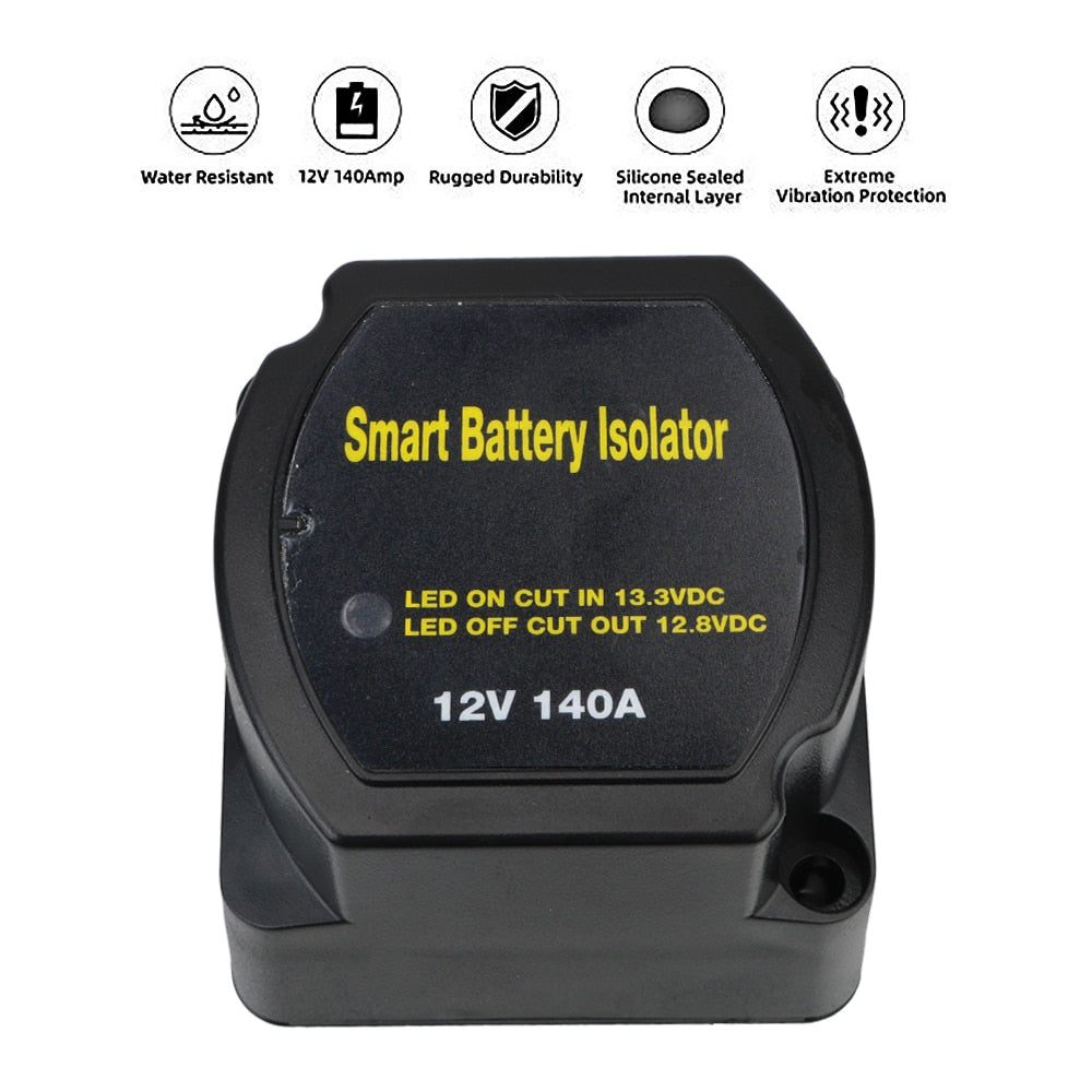 Car Smart Battery Isolator Relay VSR for Camper Voltage Sensitive Split Charge Car Accessories 12V 140A Charge 2 Battery Bank