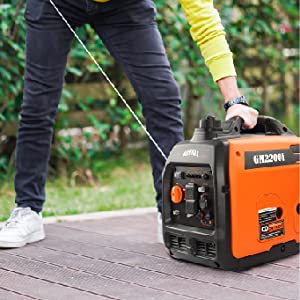 GENMAX Portable Inverter Generator 2200W ultra-quiet gas engine.