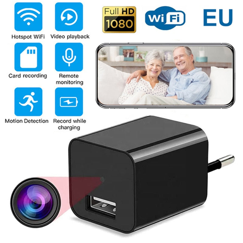 1080P Wi fi Mini Camera US/EU Plug Charger Power HD Surveillance Wireless Vision