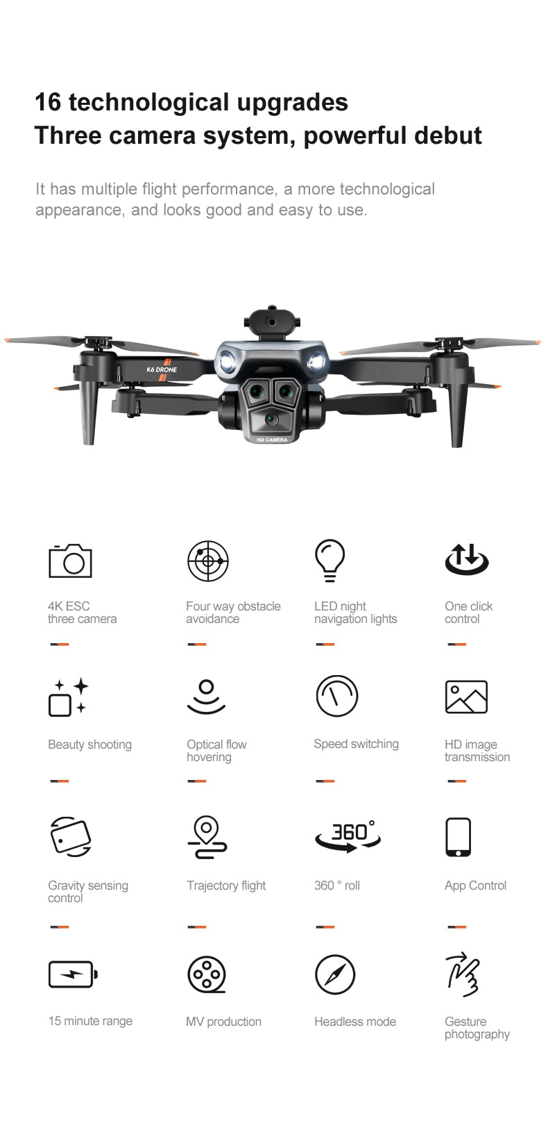 Mini Drone 4K Professional Three Cameras Flow Localization, Obstacle Quadcopter