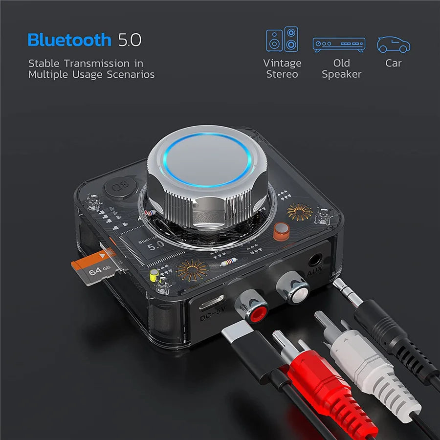 Bluetooth 5.0 Audio Receiver 3D Stereo Music Wireless Adapter TF Card R/L RCA 3.5mm AUX Jack For Car kit Wired Speaker Headphone